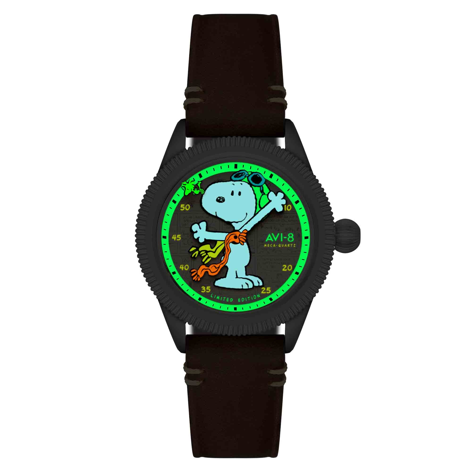 AVI-8 Flyboy Airmaster 40 Meca-Quartz Peanuts Snoopy Flying Ace Camel Brown Limited Edition - Image 18