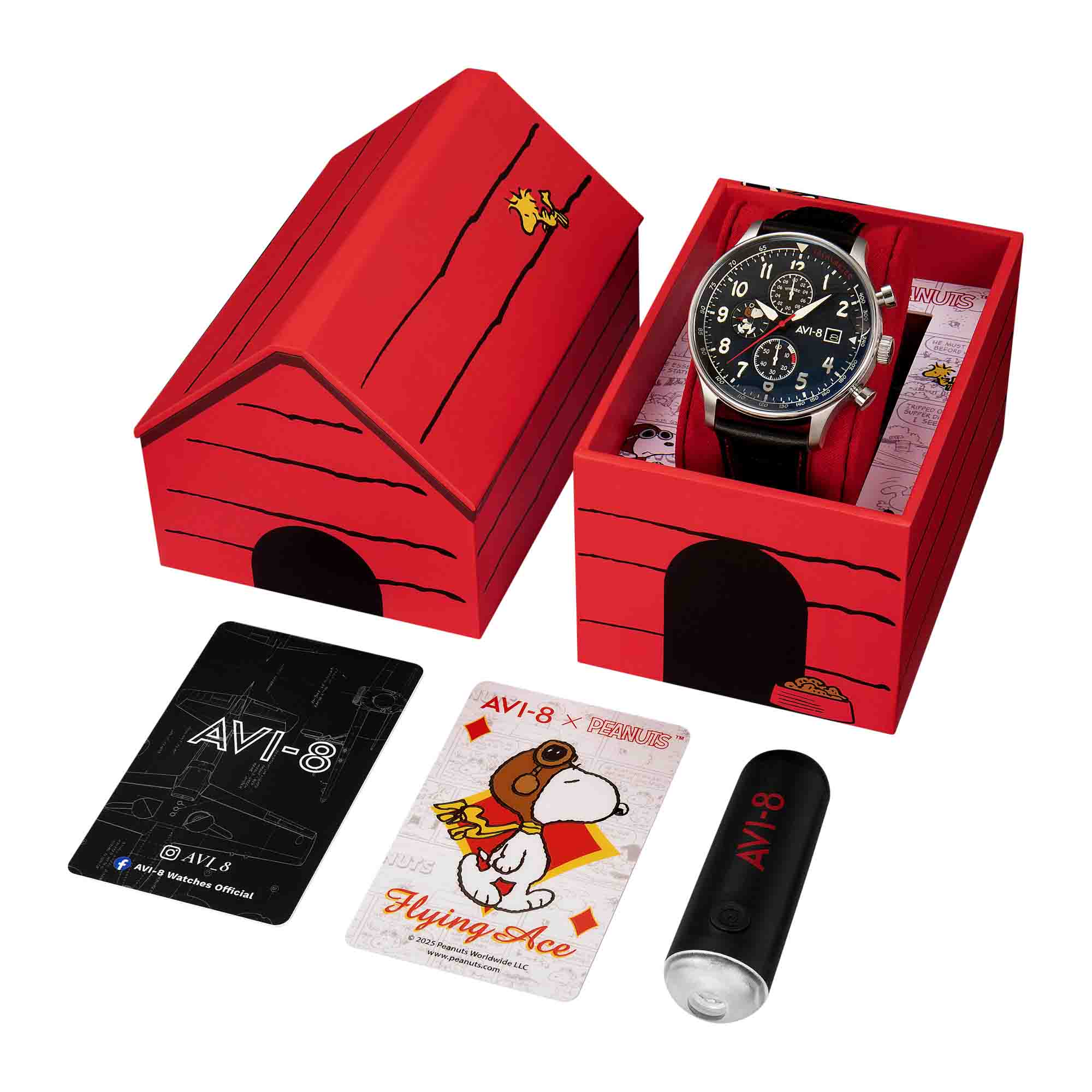 AVI-8 Hawker Hurricane Classic Chronograph Peanuts Snoopy Flying Ace Black Limited Edition - Image 13