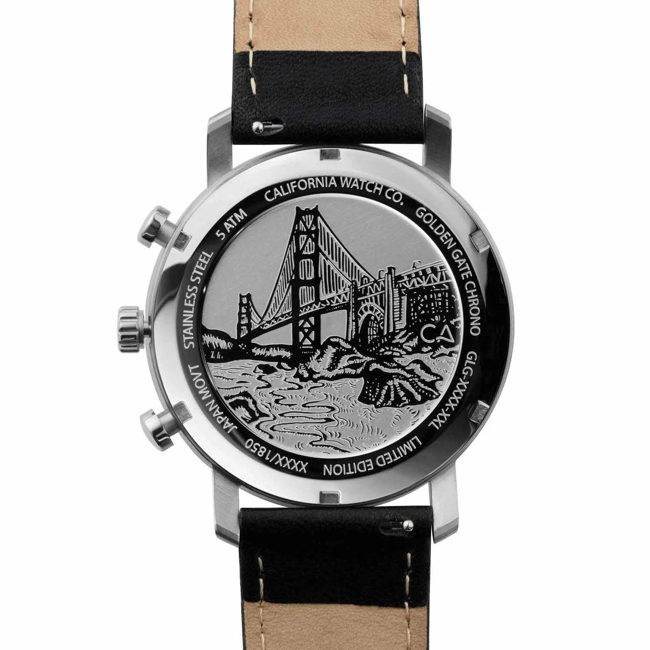 California Watch Co. Golden Gate Chrono Leather Silver Black - Image 3