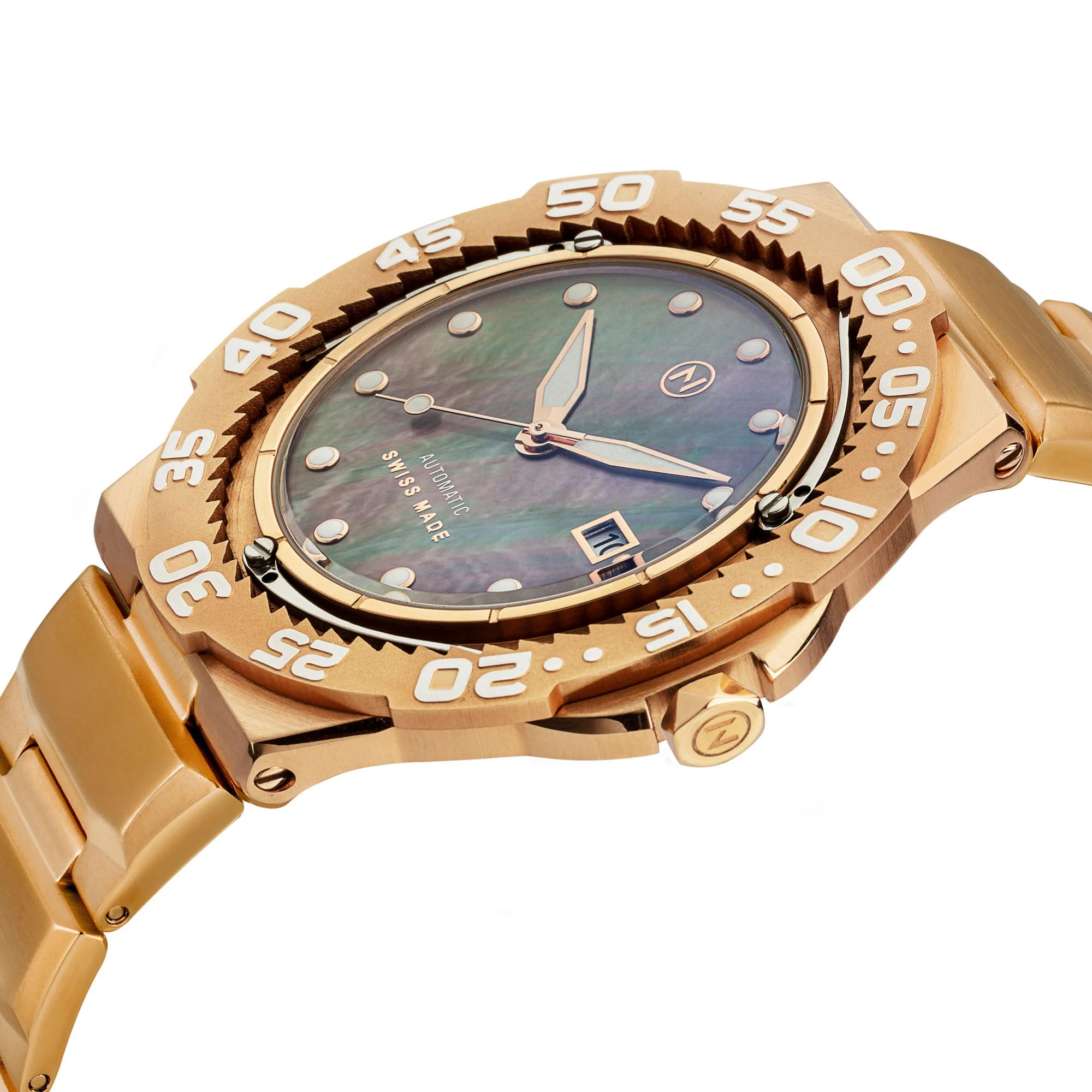 Nove Trident Automatic Ultra Slim Diver Mother Of Pearl Rose Gold - Image 4