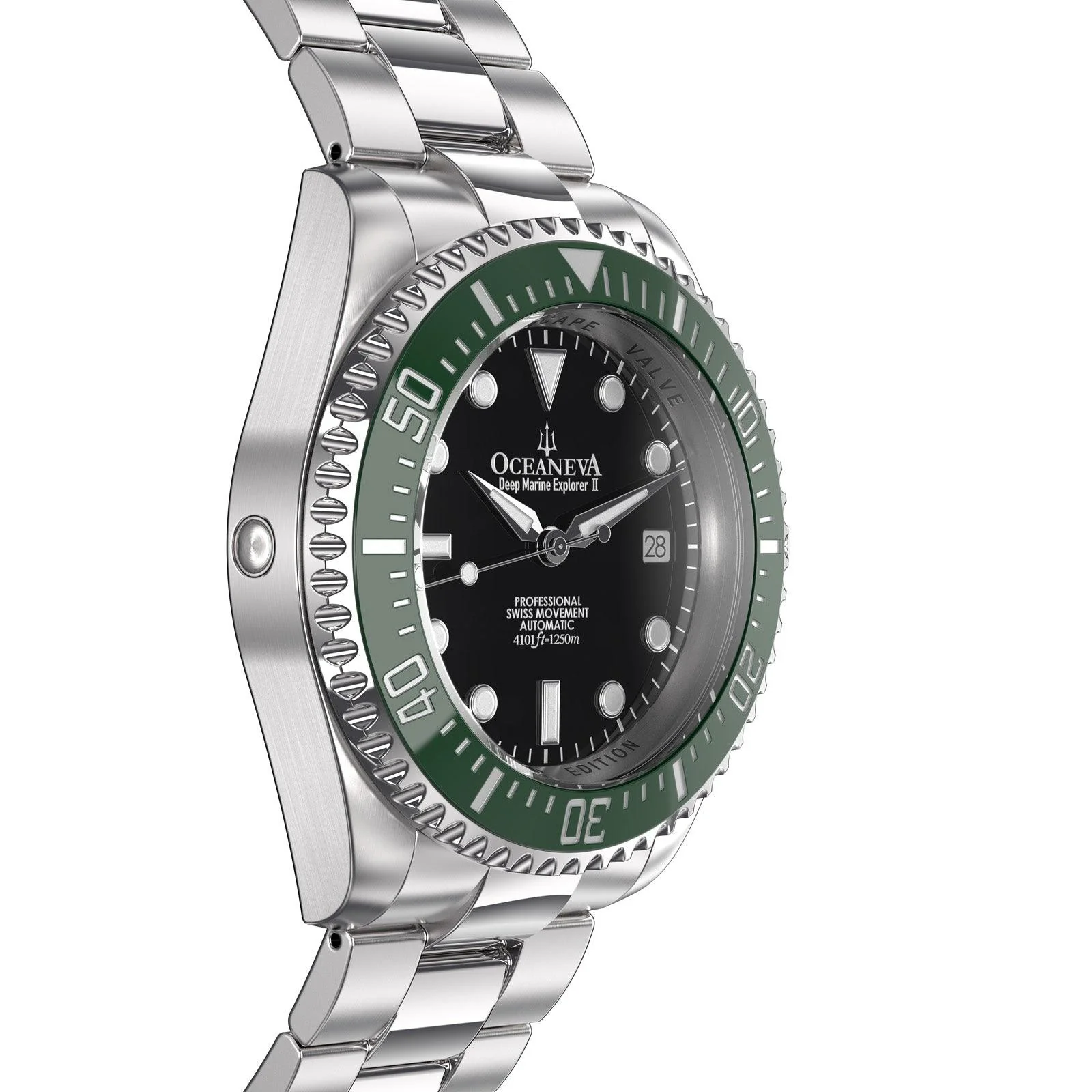 Oceaneva Deep Marine Explorer II Automatic 1250M Pro Diver Black Green Limited Edition - Image 6