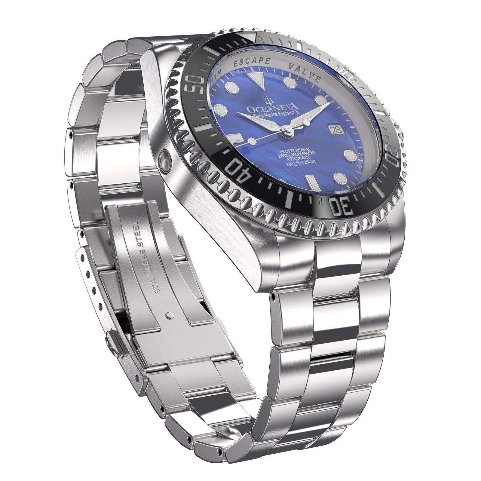 Oceaneva Deep Marine Explorer II Automatic 1250M Pro Diver Blue Mother Of Pearl Limited Edition - Image 15