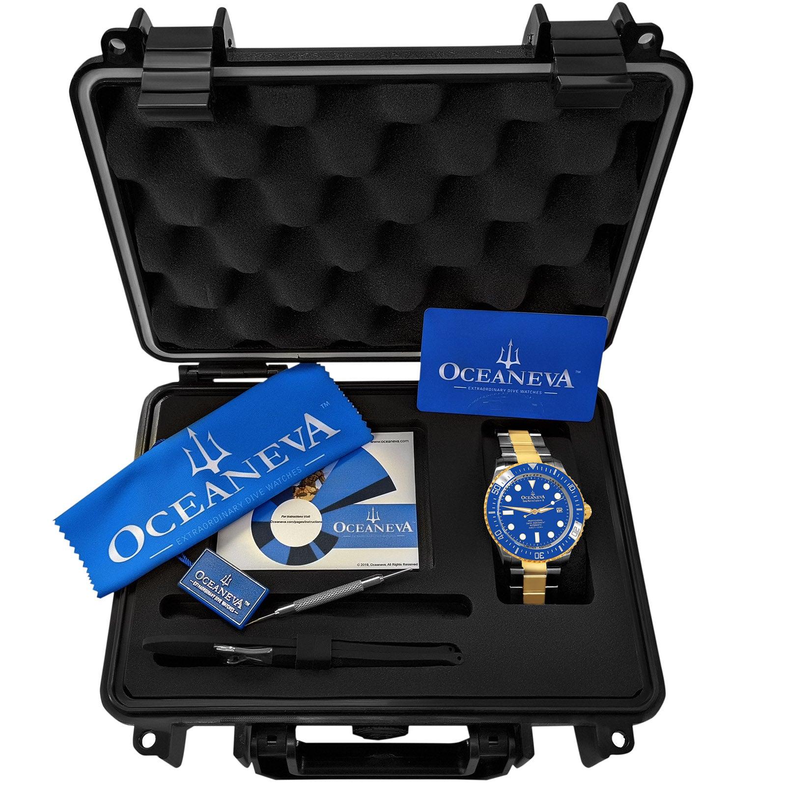 Oceaneva Deep Marine Explorer II Automatic 1250M Pro Diver Watch Blue Yellow Gold Limited Edition - Image 11