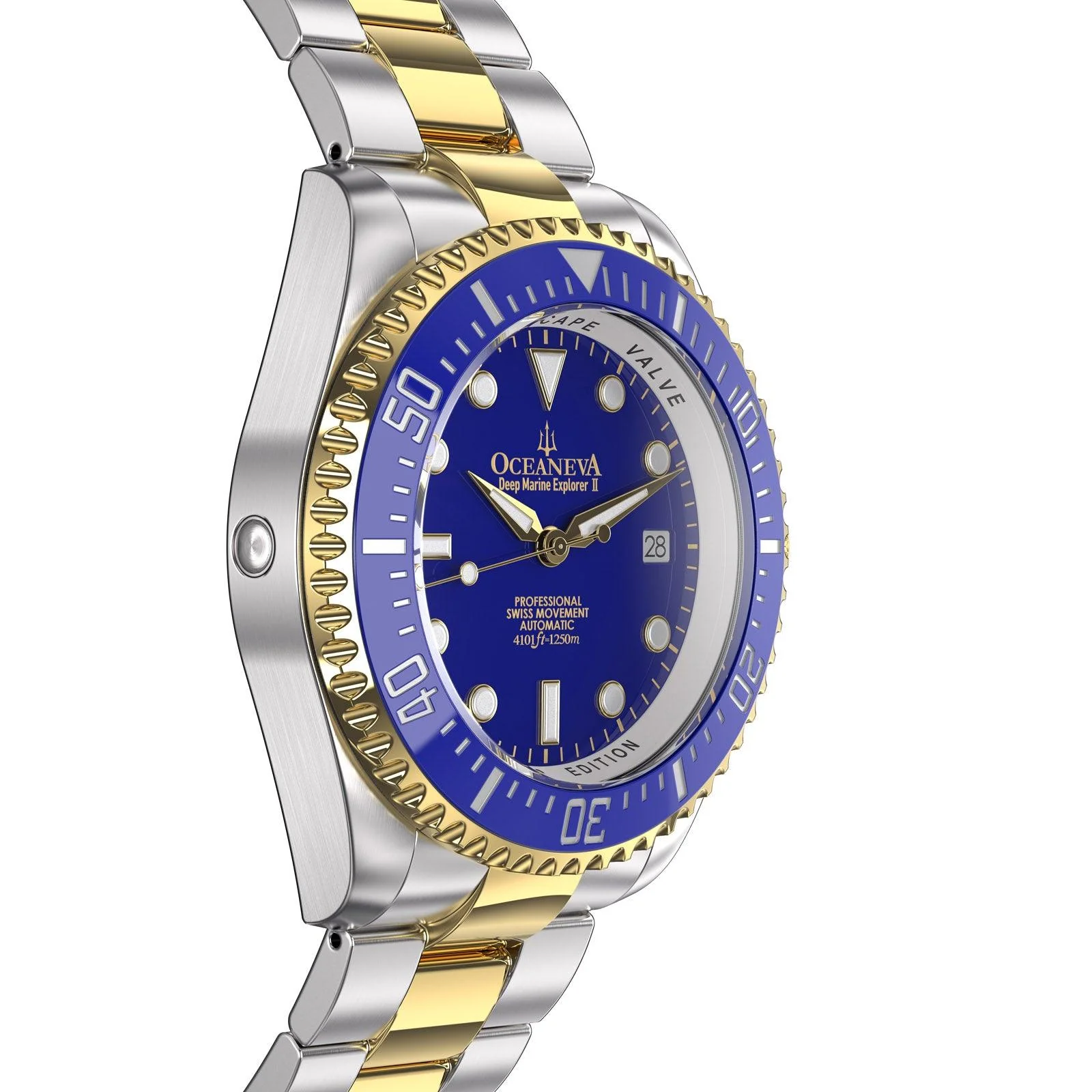 Oceaneva Deep Marine Explorer II Automatic 1250M Pro Diver Watch Blue Yellow Gold Limited Edition - Image 6