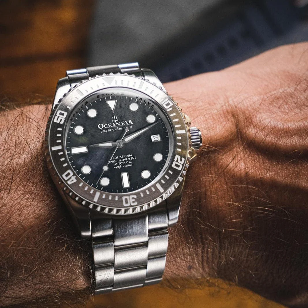 Oceaneva Deep Marine Explorer III Automatic 3000M Pro Diver Gunmetal Gray Mother Of Pearl Limited Edition - Image 2