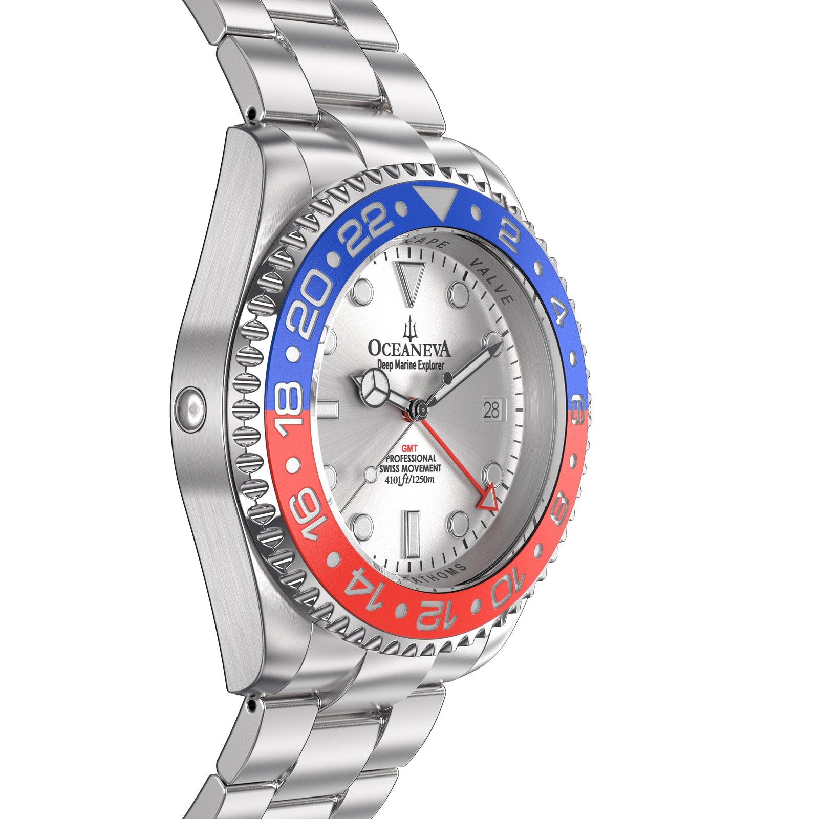 Oceaneva Deep Marine Explorer GMT 1250M Pro Diver Blue Red - Image 6