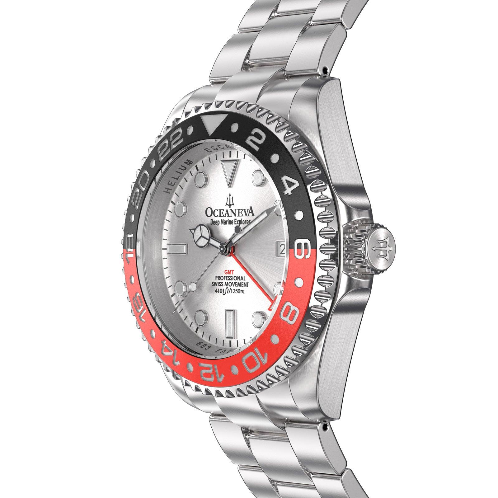 Oceaneva Deep Marine Explorer GMT 1250M Pro Diver Red Black - Image 4