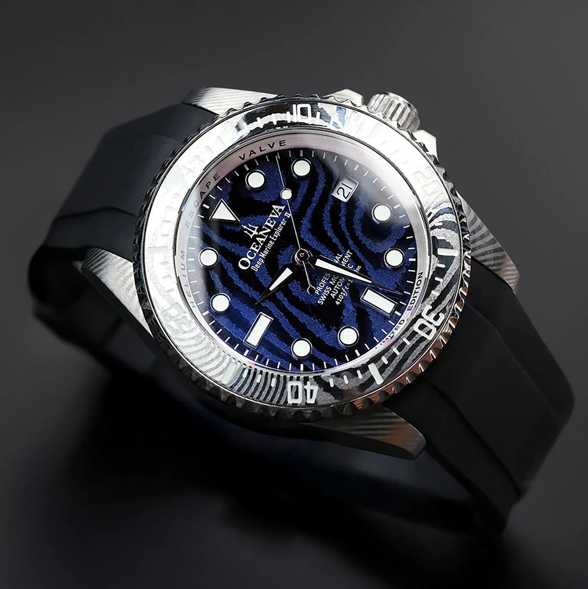 Oceaneva Deep Marine Explorer II Damascus Navy Limited Edition - Image 2