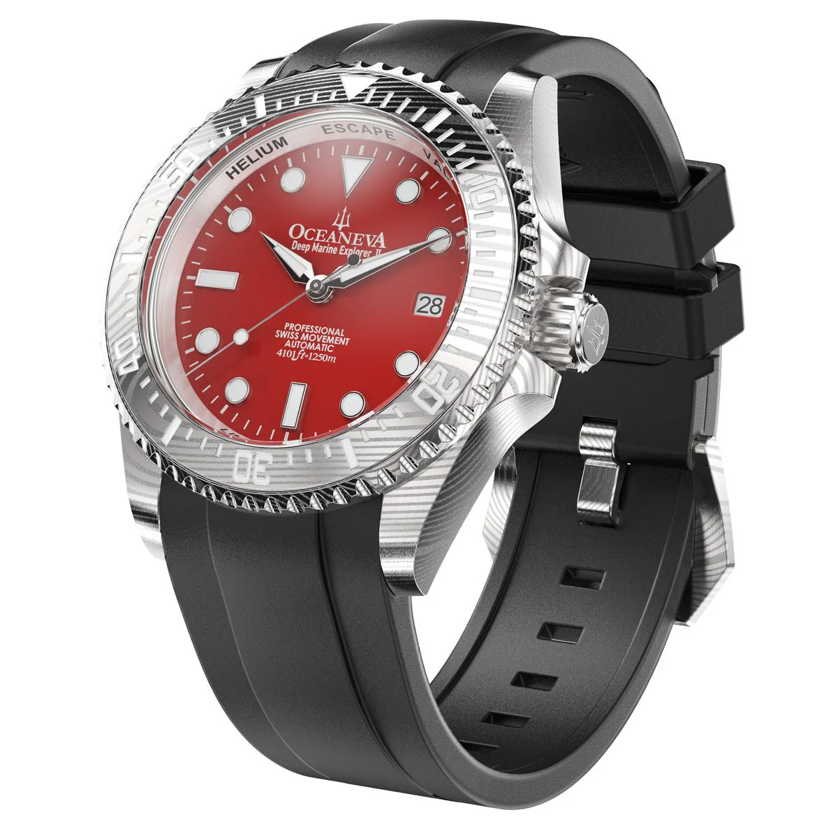 Oceaneva Deep Marine Explorer II Damascus Red Enamel Limited Edition - Image 10