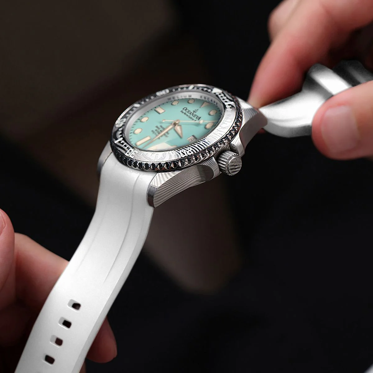 Oceaneva Deep Marine Explorer II Damascus Sky Blue White Limited Edition - Image 4