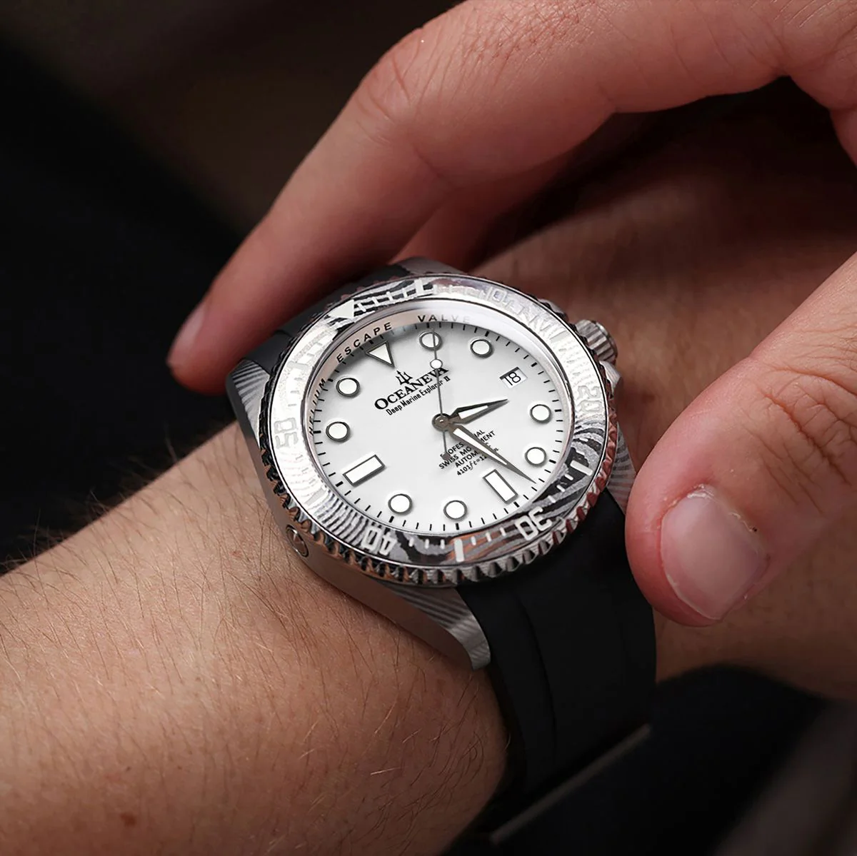 Oceaneva Deep Marine Explorer II Damascus White Black Limited Edition - Image 2