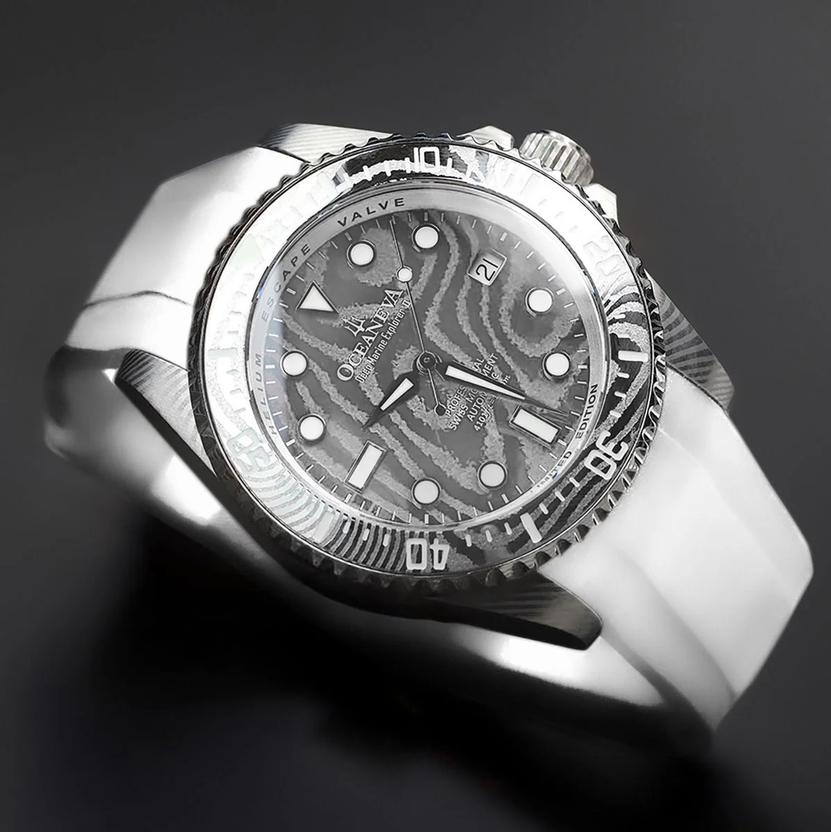 Oceaneva Deep Marine Explorer II Damascus Silver White Limited Edition - Image 4