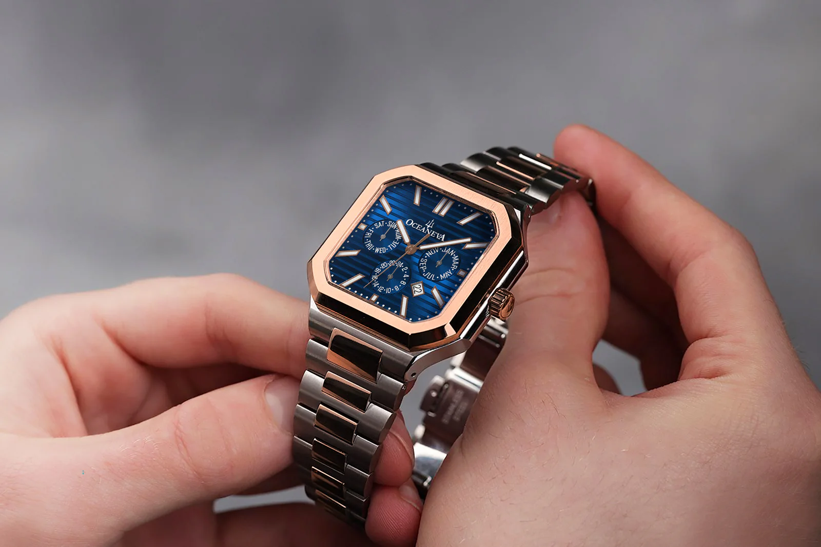 Oceaneva Tenuis Automatic Thin Calendar Blue Rose Gold - Image 3