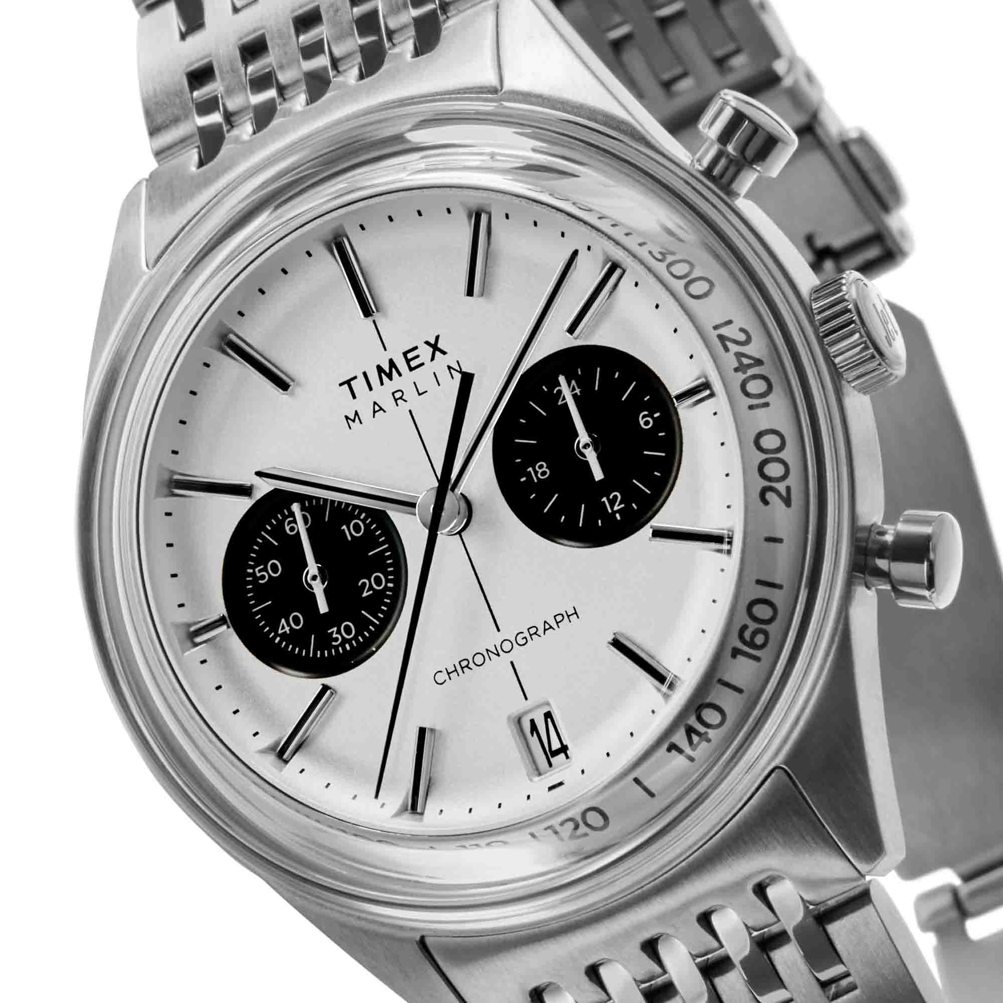 Timex Marlin Jet Quartz Chronograph 40mm White SS - Image 5