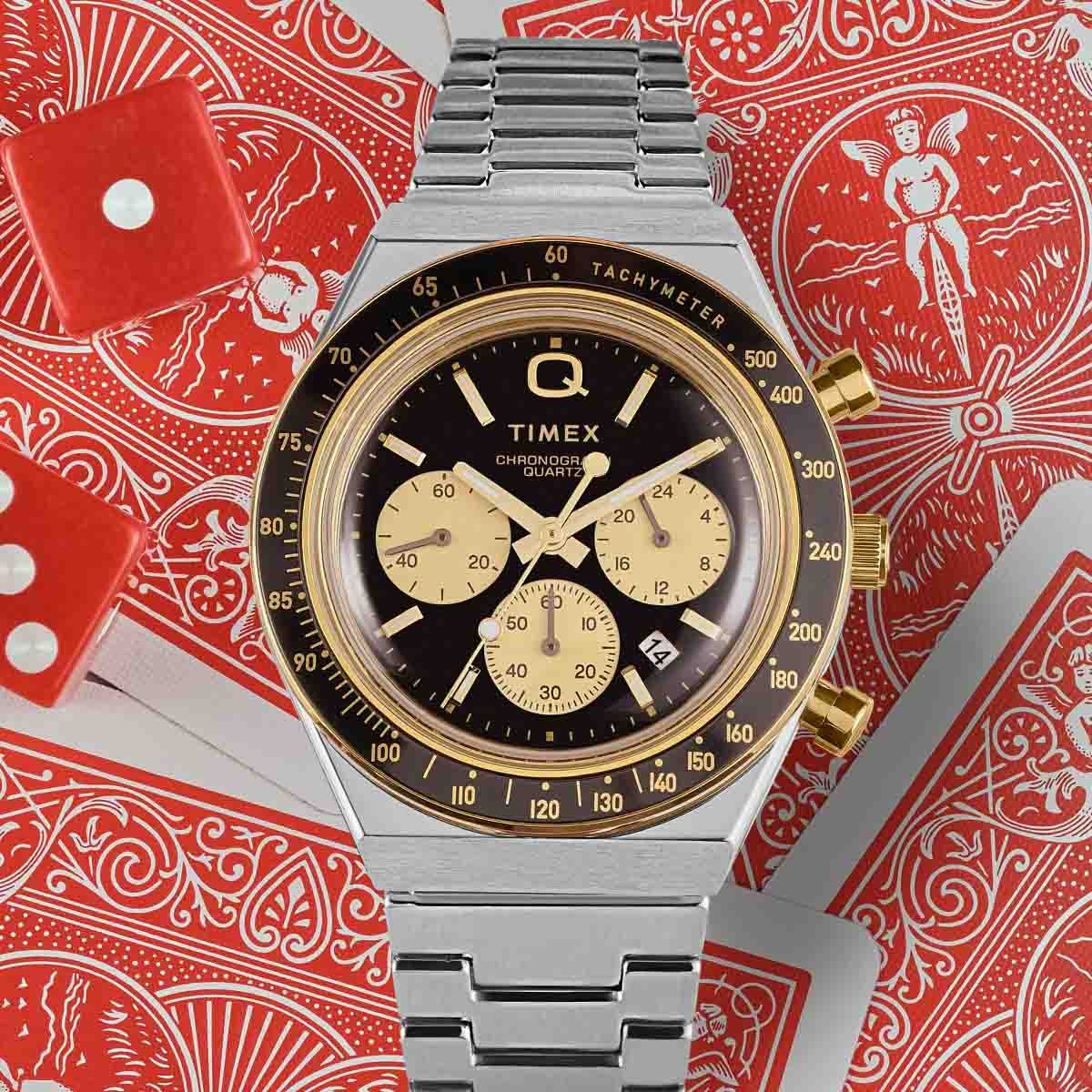 Timex Q Chronograph 40mm Black Gold SS - Image 4