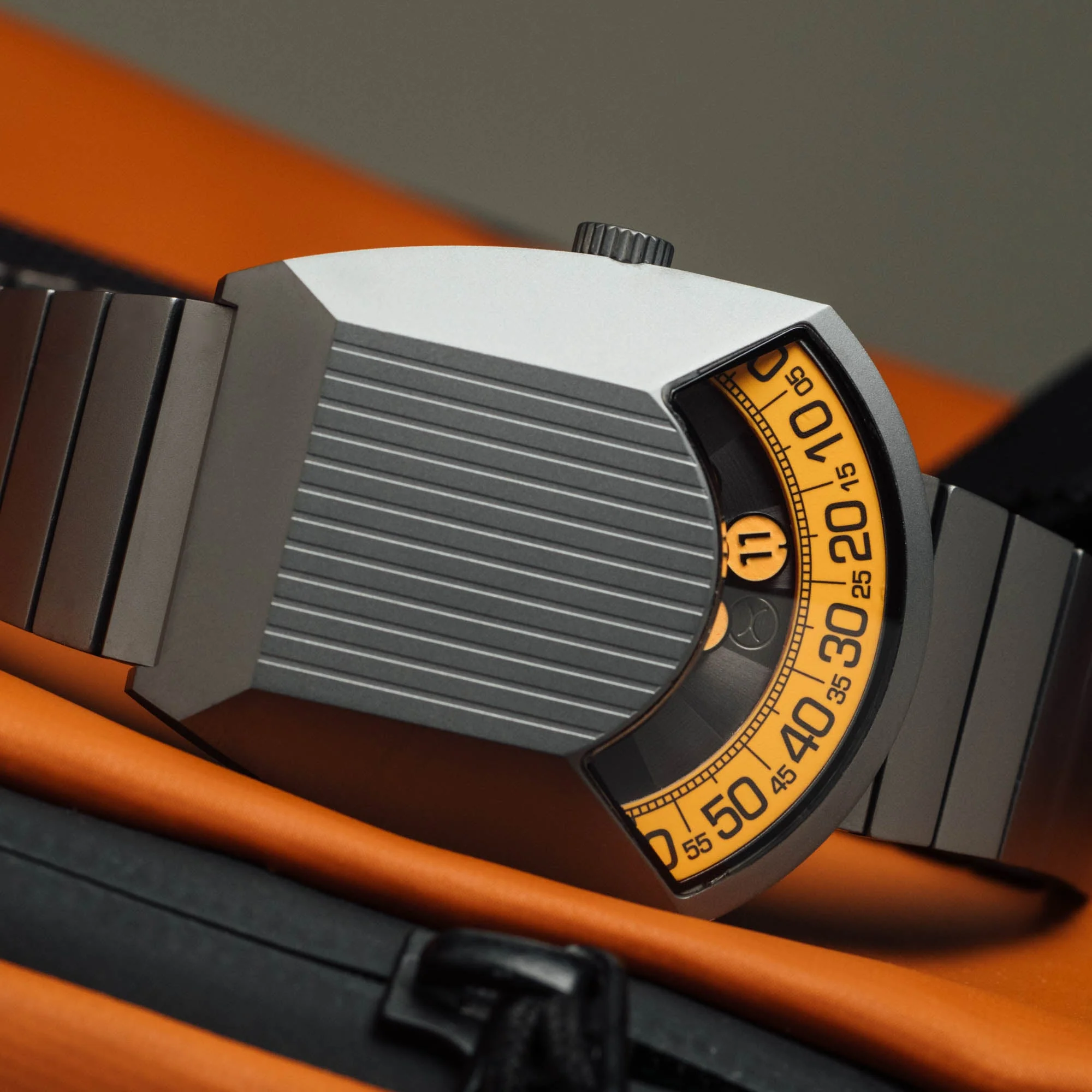 Xeric Retronaut Automatic Wandering Hour Matte Gunmetal Orange - Image 16